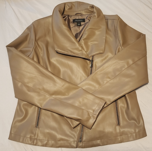 HalogenDrape Collar Faux Leather Jacket (Large) - Picture 4 of 6